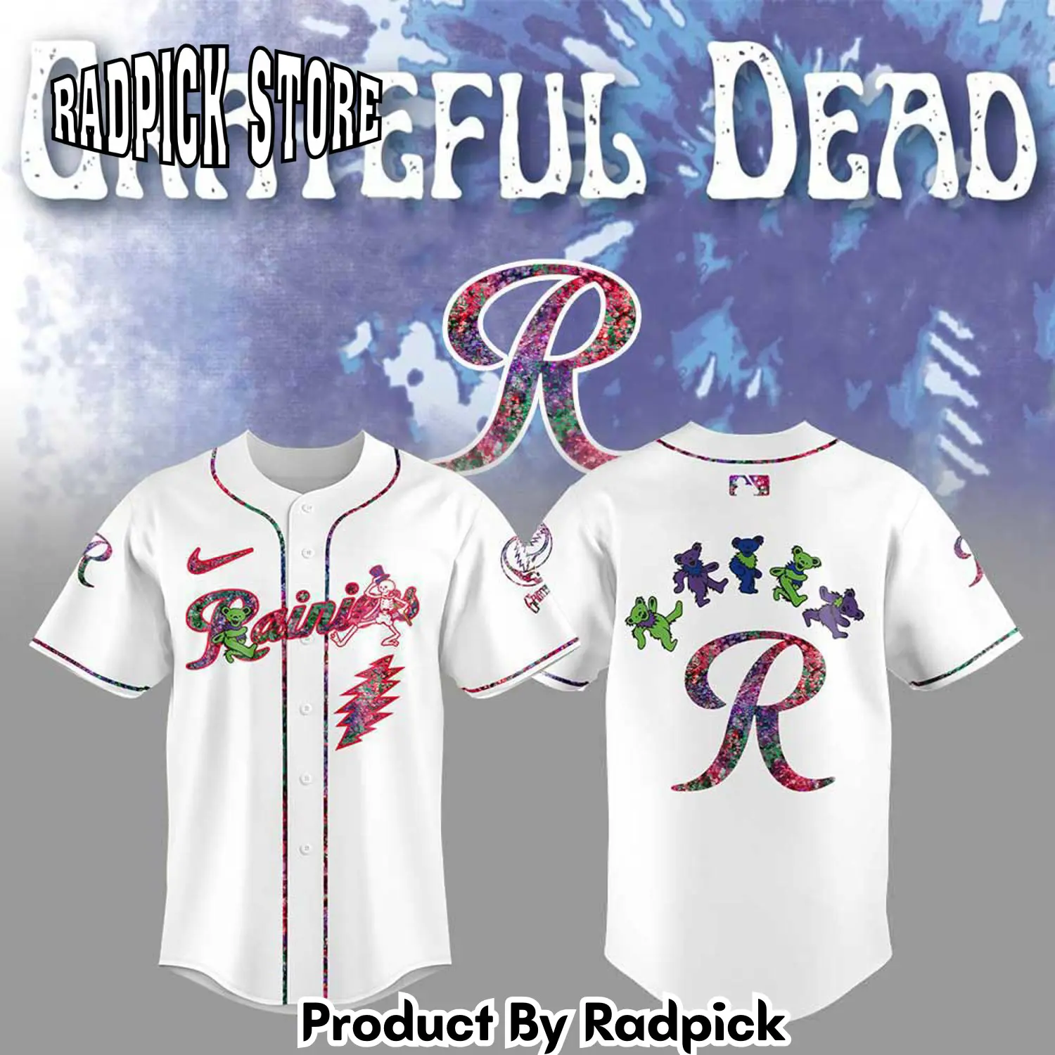 Radpick tacoma rainiers grateful dead night baseball jersey rp12735
